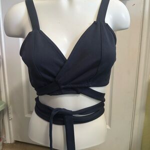 Takkunda The Drop Navy Wrap Crop Top